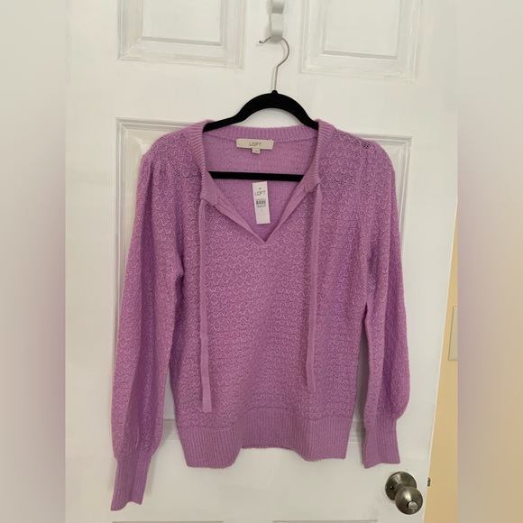 LOFT Lavender Knit Sweater - Picture 7 of 16